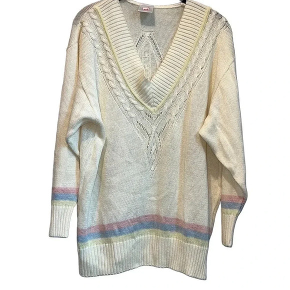 Vintage mondi size 34 small / medium linen blend cream sweater - Picture 1 of 9